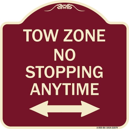 Signmission No Stopping Anytime W/ Bi-Directional Arrow Heavy-Gauge Aluminum Sign, 18" x 18", BU-1818-23579 A-DES-BU-1818-23579